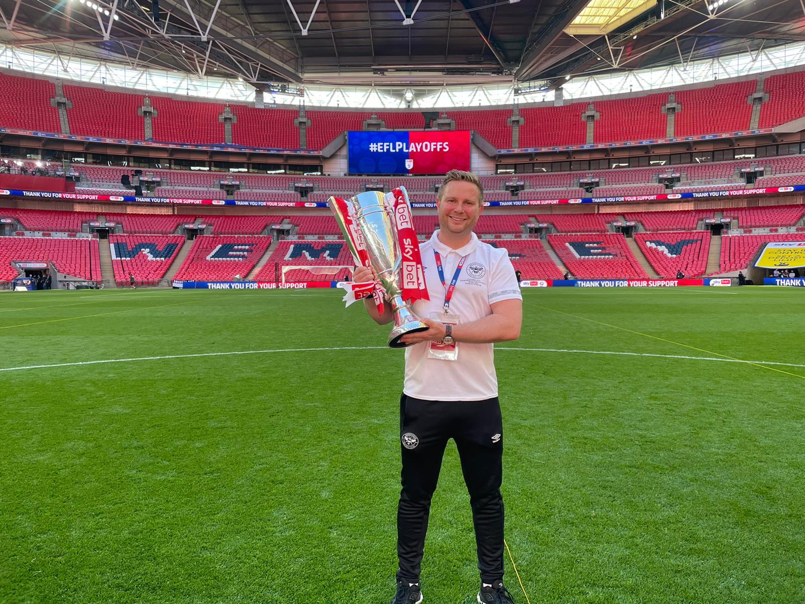 Luke Stopforth at Wembley with the EFL Championship trophy